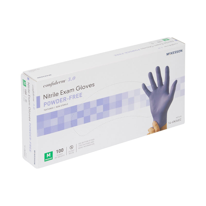 McKesson Confiderm® 3.0 Nitrile Exam Glove, Medium, Blue, 1 Box of 100 () - Img 2