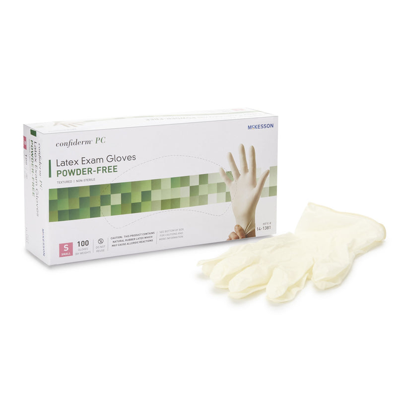 McKesson Confiderm® Latex Exam Glove, Small, Ivory, 1 Box of 100 () - Img 1