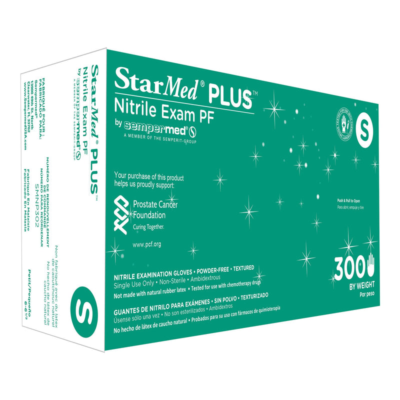 StarMed® Plus™ Nitrile Exam Glove, Small, Blue, 1 Box of 300 () - Img 1