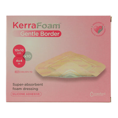 KerraFoam™ Gentle Border Silicone Foam Dressing, 4 x 4 Inch, 1 Case of 100 (Advanced Wound Care) - Img 1