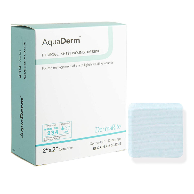 DRESSING, HYDROGEL AQUADERM 2"X2" (10/BX) (Advanced Wound Care) - Img 1