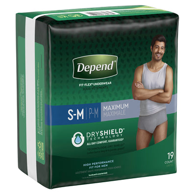 Depend FIT-FLEX Absorbent Underwear for Men, Small/Medium, Pull-On, Gray, Disposable, 1 Pack of 19 () - Img 3