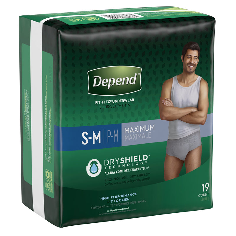 Depend FIT-FLEX Absorbent Underwear for Men, Small/Medium, Pull-On, Gray, Disposable, 1 Pack of 19 () - Img 3