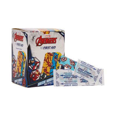 American® White Cross Stat Strip® Kid Design (Black Panther / Captain America / Iron Man) Adhesive Strip, 3/4 x 3 Inch, 1 Case of 1200 (General Wound Care) - Img 1