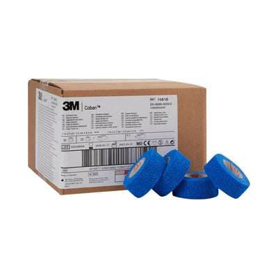 3M™ Coban™ Self-adherent Closure Cohesive Bandage, 1 Inch x 5 Yard, Blue, 1 Case of 30 (General Wound Care) - Img 1