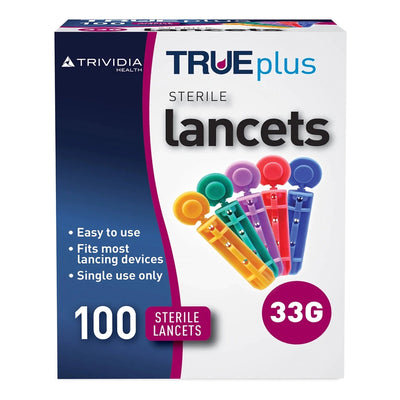 TRUEplus™ Lancet, 33G, 1 Box of 100 (Diabetes Monitoring) - Img 1