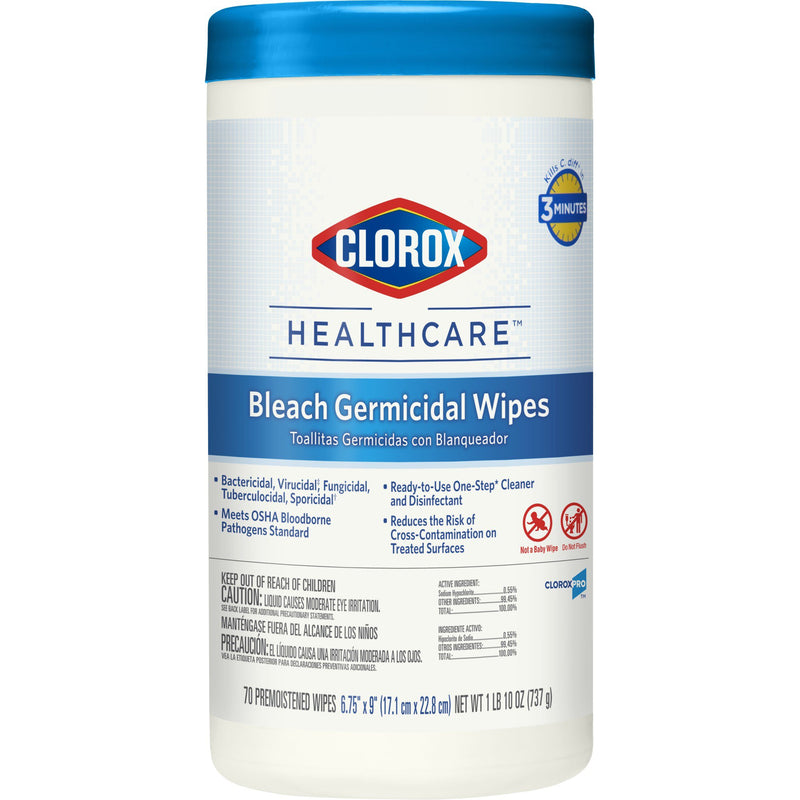 Clorox Healthcare Surface Disinfectant Cleaner, Chlorine Scent, Nonsterile, 6.75 X 9 Inch, Canister, 1 Carton (Cleaners and Disinfectants) - Img 1