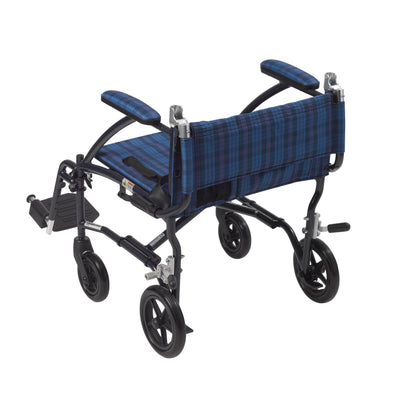 drive™ Fly-Lite Ultra Lightweight Transport Wheelchair, Blue with Blue Finish, 1 Each (Mobility) - Img 3