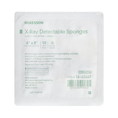 McKesson Sterile X-ray Detectable Gauze Sponge, 4 x 8 Inch, 1 Case of 800 (General Wound Care) - Img 2