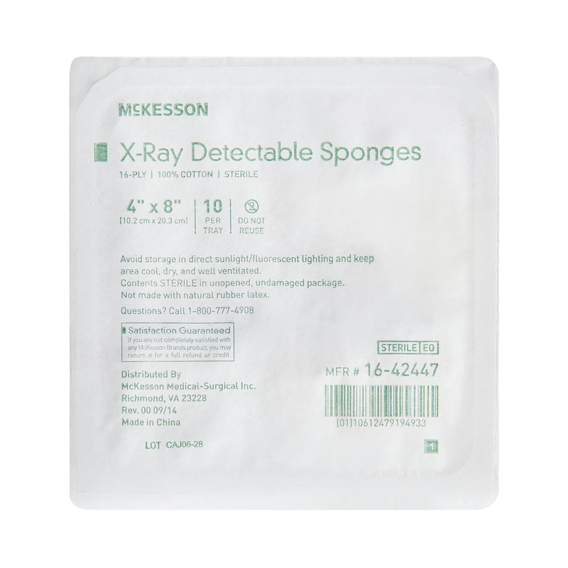 McKesson Sterile X-ray Detectable Gauze Sponge, 4 x 8 Inch, 1 Case of 800 (General Wound Care) - Img 2
