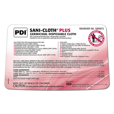 Sani-Cloth® Plus Germicidal Wipe Disinfectant Cleaner, Non-Sterile Canister, 6 x 6¾ Inch, 1 Box of 160 (Cleaners and Disinfectants) - Img 2