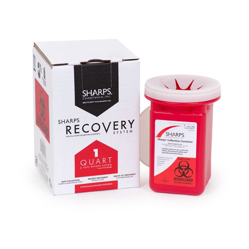 Sharps Recovery System™ Mailback Sharps Collector, 1 Quart, 4½ x 4½ x 7 Inch, 1 Case of 12 () - Img 1