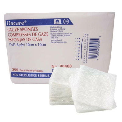 Ducare NonSterile USP Type VII Gauze Sponge, 4 x 4 Inch, 1 Pack of 200 (General Wound Care) - Img 1