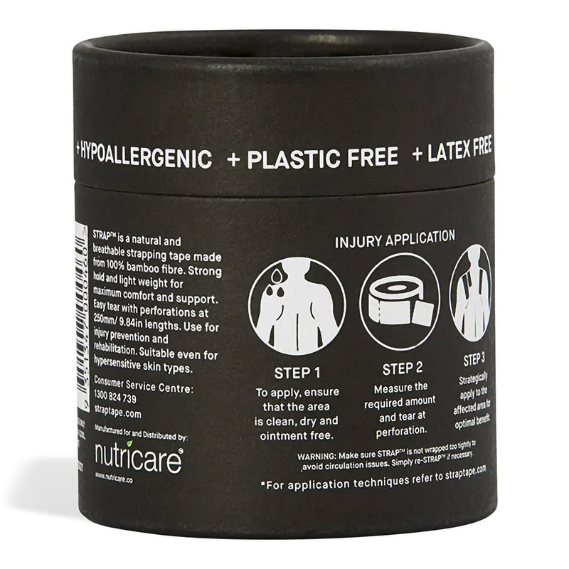 Strap™ Bamboo Fiber Athletic Tape, 1.97 Inch x 5-1/2 Yard, Black, 1 Box of 3 (General Wound Care) - Img 2