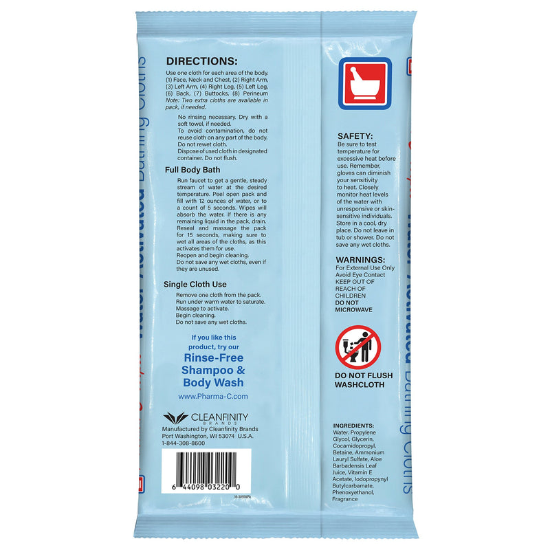 CLOTH, BATHING PHARMA-C 10"X8"(10/PK 6PK/BX) (Skin Care) - Img 2