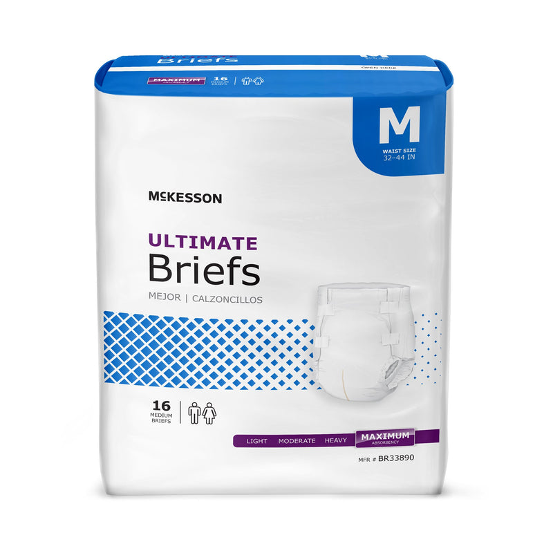 McKesson Ultimate Maximum Absorbency Incontinence Brief, Medium, 1 Bag of 16 () - Img 2