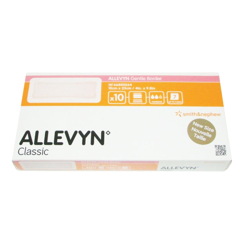 Allevyn Gentle Border Silicone Foam Dressing, 4 x 10 Inch, 1 Case of 60 (Advanced Wound Care) - Img 1