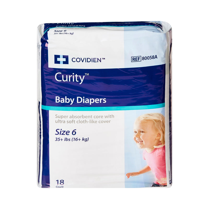 Curity Unisex Baby Diapers, Heavy Absorbency, Disposable, Size 6, 35+ lbs, 1 Bag of 18 () - Img 2