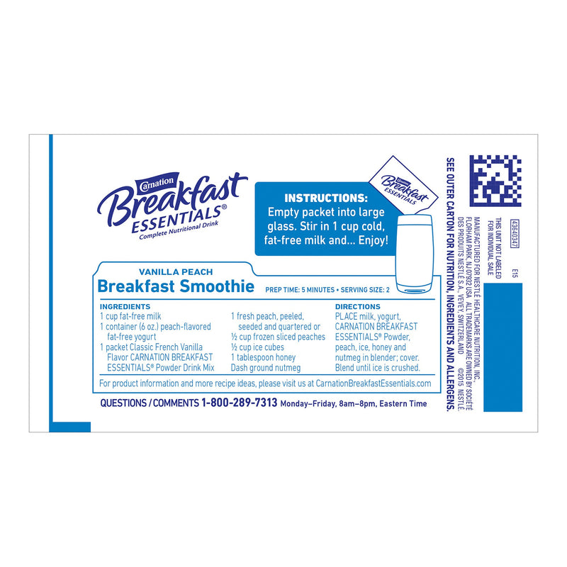 Carnation Breakfast Essentials® Vanilla Oral Supplement, 1.26 oz. Packet, 1 Case of 60 (Nutritionals) - Img 4