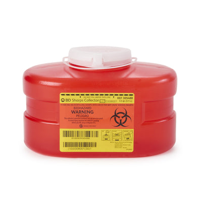 Becton Dickinson Red Sharps Container, 3-1/3 Quart, 5-3/10x 9-1/10 x 5 Inch, 1 Case of 24 () - Img 1