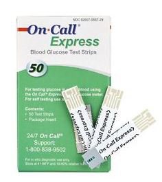 On Call® Express Blood Glucose Test Strips, 1 Box of 12 (Diabetes Monitoring) - Img 1