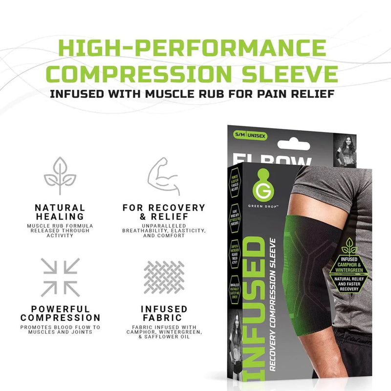 Green Drop Elbow Brace - Infused Compression Sleeve, S/M, 1 Each (Immobilizers, Splints and Supports) - Img 3