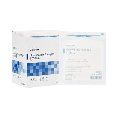 McKesson Sterile Nonwoven Sponge, 4 x 4 Inch, 1 Box of 25 (General Wound Care) - Img 1