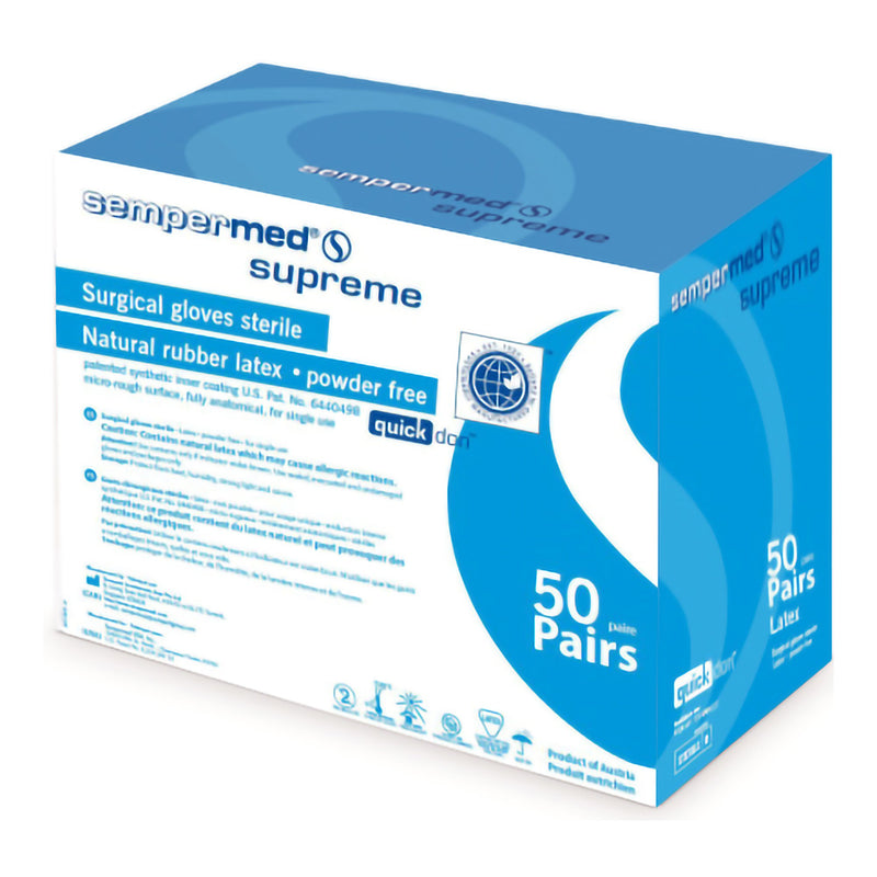 Sempermed® Supreme Latex Surgical Glove, Size 9, Ivory, 1 Box of 50 () - Img 1