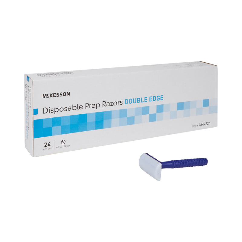 McKesson Single-Blade Razor, Double-Edged, Disposable, 1 Box of 24 (Hair Removal) - Img 1