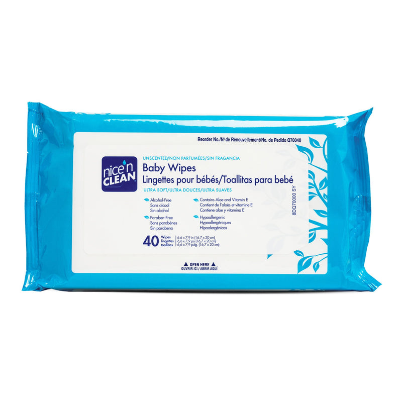 Nice’n Clean® Unscented Baby Wipes, Soft Pack, 1 Box of 40 (Skin Care) - Img 1