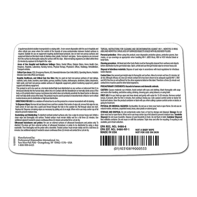 Sani-Cloth® Plus Germicidal Wipe Disinfectant Cleaner, Non-Sterile Canister, 6 x 6¾ Inch, 1 Case of 1920 (Cleaners and Disinfectants) - Img 3