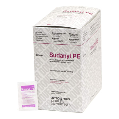 Sudanyl PE Phenylephrine HCl Sinus Relief, 1 Box of 250 (Over the Counter) - Img 1