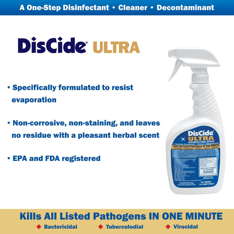 DisCide® Ultra Quaternary Based Surface Disinfectant Cleaner 1 qt., 1 Each (Cleaners and Disinfectants) - Img 4