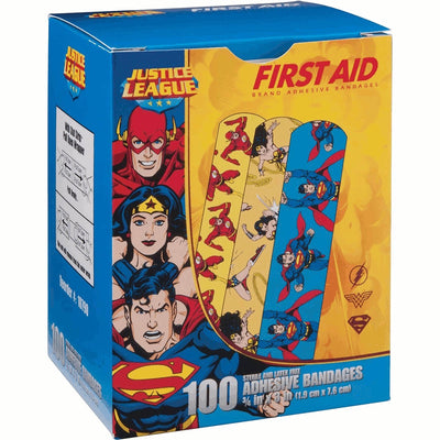 American® White Cross Stat Strip® Superman/Wonder Woman/Flash Kid Design Adhesive Strip, ¾ x 3 Inch, 1 Box (General Wound Care) - Img 2