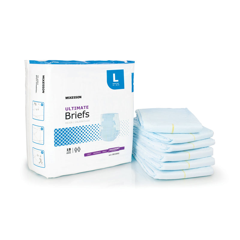 McKesson Ultimate Maximum Absorbency Incontinence Brief, Large, 1 Bag of 18 () - Img 1