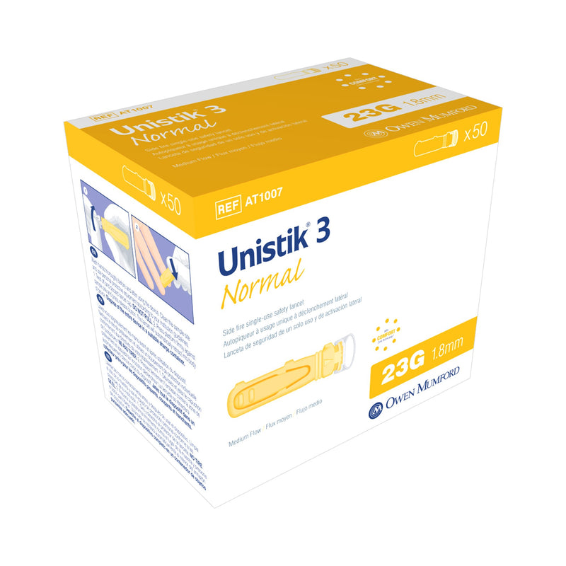 Unistik® 3 Normal Safety Lancet, 1 Box of 50 (Diabetes Monitoring) - Img 1