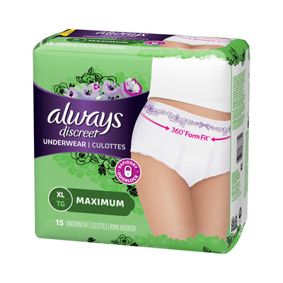 Always® Discreet Maximum Absorbent Underwear, Extra Large, 1 Pack of 15 () - Img 2