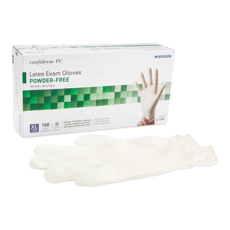 McKesson Confiderm® Latex Exam Glove, Extra Large, Ivory, 1 Box of 100 () - Img 1