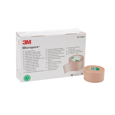 3M™ Micropore™ Paper Medical Tape, 1 Inch x 10 Yard, Tan, 1 Case of 120 (General Wound Care) - Img 1