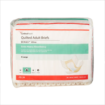 Wings™ Ultra Quilted Extra Heavy Absorbency Incontinence Brief, Extra Large, 1 Bag of 15 () - Img 1