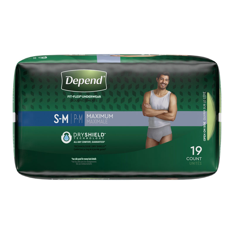 Depend FIT-FLEX Absorbent Underwear for Men, Small/Medium, Pull-On, Gray, Disposable, 1 Pack of 19 () - Img 4
