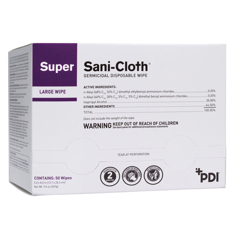 Super Sani-Cloth® Surface Disinfectant Wipe, Individual Wipe, 1 Case of 500 (Cleaners and Disinfectants) - Img 1